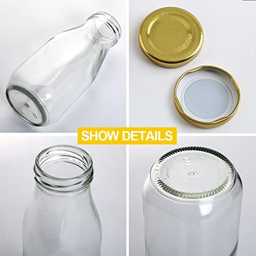 12 OZ staklene boce, čiste staklene boce od mlijeka sa zlatnim metalnim vodovodnim poklopcima, vintage