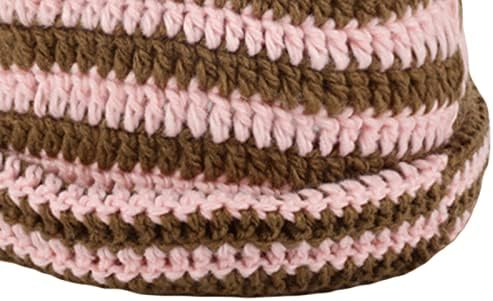 Žene Striped Crochetied Beanie Hat Cat uho pleteni šešir Zima toplo Slouchy lobanje Y2K smiješni
