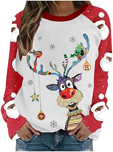 Božićna majica za žene Slatkim rešetkama Tunic Tun je Ležerne prilike dugih rukava blok pulover Dukseri