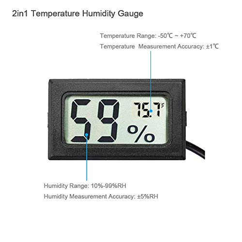 Veanic 4-Pack Mini Digitalni higrometar mjerač termometra sa sondom LCD ekran mjerač temperature Farenhajta i vlažnosti za inkubator, terarijum za biljke gmizavaca, Humidor, futrola za gitaru, staklenik