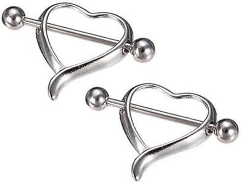 supaporn shop 1 par hirurški čelik Ljubav Srce bradavica štit Bar prsten Body Piercing nakit