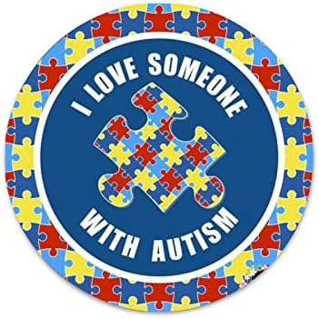 Volim nekoga s autizmom Vijev na 1 inču okrugli metalni znak Bar Prezime Vanjski metalni zid
