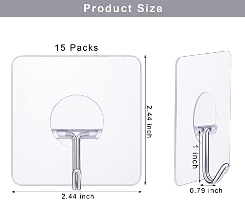 MCEAST 15 pakovanja ljepljive Zidne kuke, samoljepljiva kuka za ručnike vodootporne prozirne kuke