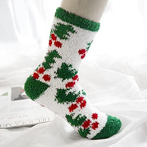 Božić čarape Fuzzy kući spava udoban meka & amp ;rastezljiv udoban čarape Božić Print Badnje veče zima toplo čarape