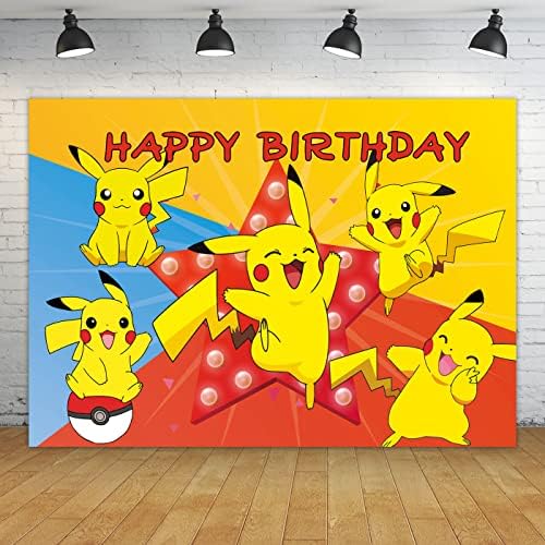 huanledaishu 5x3ft Pikachu pozadina za rođendansku zabavu Pokémon Thunderbolt pozadina za Sretan rođendan potrepštine