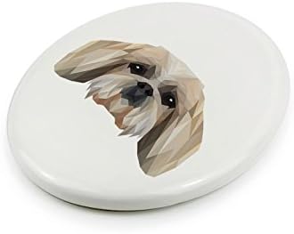 Shih Tzu, nadgrobna keramička ploča sa likom psa, geometrijska