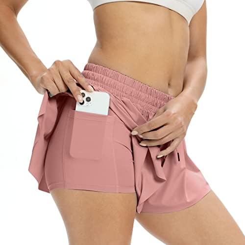 Flowy Atletski kratke hlače za ženske teretane joga vježbanje trčanja Biker Spandex Leptir tenis suknje