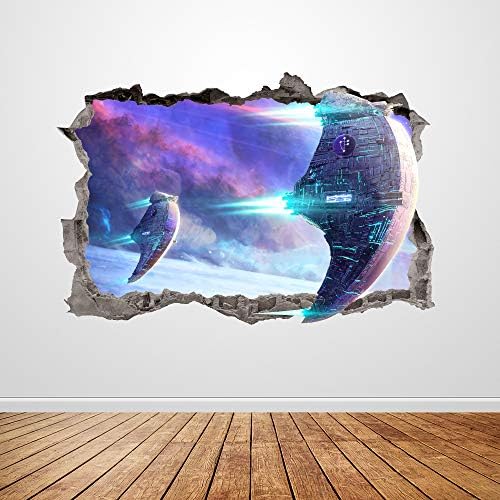 Spaceship Zidna naljepnica Smašena 3D grafički galaksije svemirska zidna naljepnica Art Mural Poster Kids Room Decor Poklon UP275
