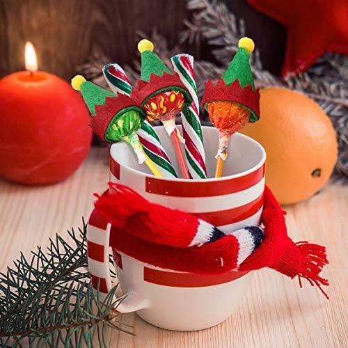 Amosfun Mini Božić šešir Lollipop Candy Holder Elf šešir Lollipop Candy Cover DIY vino boca