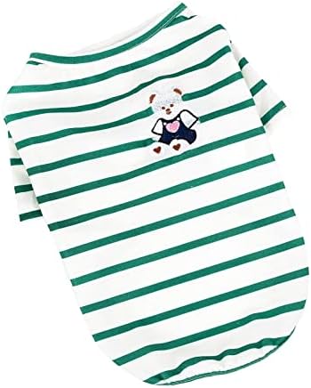 PAIDEFUL mali pas T-Shirt prugasti slatki medvjed proljeće ljeto štenad odjeća meka udobne mačke kostim, zelena, XL