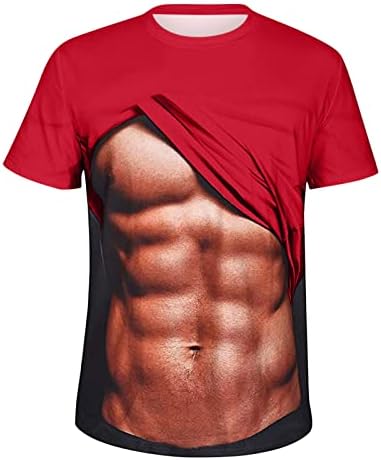 Lažna mišićna košulja za muškarce Slim Fit okrugli vrat kratki rukav novost Odjeća smiješna 3D štampa ulična odjeća za muškarce