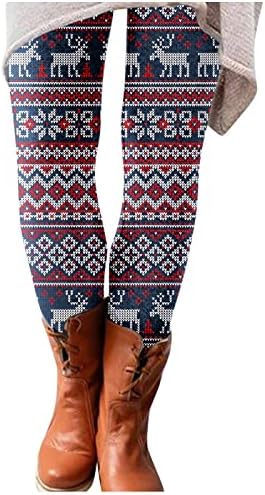 IIOUS božićne gamaše Žene meke udobne četkice za snjegović Hlače Hlače visokog struka Ležerne prilike za pantalone