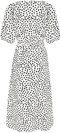 Kravata labava Flowy Maxi haljina ljetne haljine za žene Trendy Ležerne dame sandress plaža Dot Print V izrez puff rukava