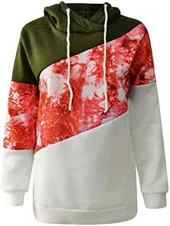 Ženska proljetna odjeća 2023 Ležerni pulover patchwork ispisana runo s kapuljačom sa kapuljačom dukserica