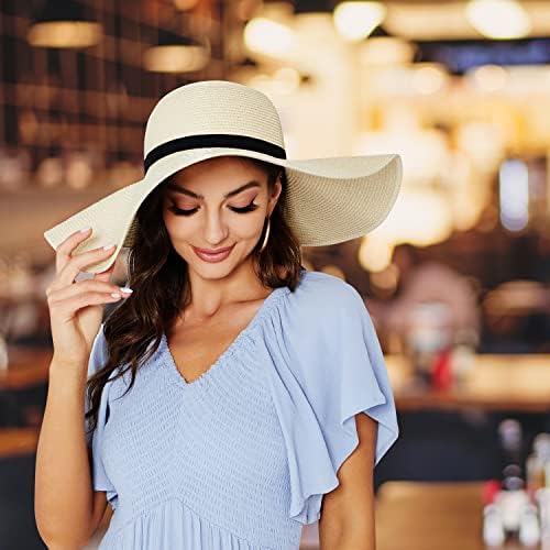 Naivlizer ženski šešir za sunce širokog oboda UPF50 slamnati ljetni šešir Floppy šešir na plaži Roll-Up