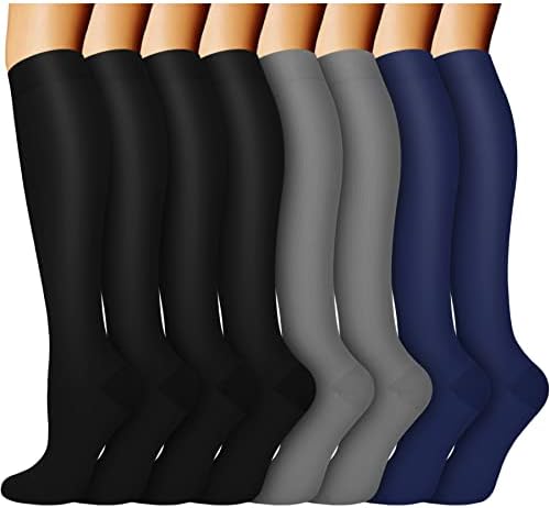Actinput Spremne čarape za žene i muškarce Cirkulacija 8 pari 15-20mmhg-najbolja podrška medicinskoj medicini, medicinskoj, trčanju, atletskom