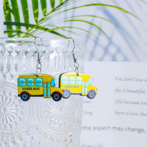 Divno originalni jedinstveni školski autobus Viseće naušnice u smoli Cartoon Car djecu Funny naušnice za djevojčice student nastavnik nakit