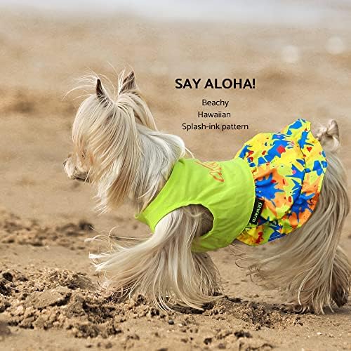 FITWARM HADAIJSKA DRVA, Ljetna odjeća za pse za djevojčicu malih psa, kućnog ljubimca Luau Outfit, Cat kostim, Neon Yellow, Medium