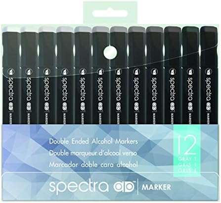 AD Marker ChartPak spektra, tri-nib i četkica dual-tip, 12 sortiranim hladnim sivim bojama postavljenim