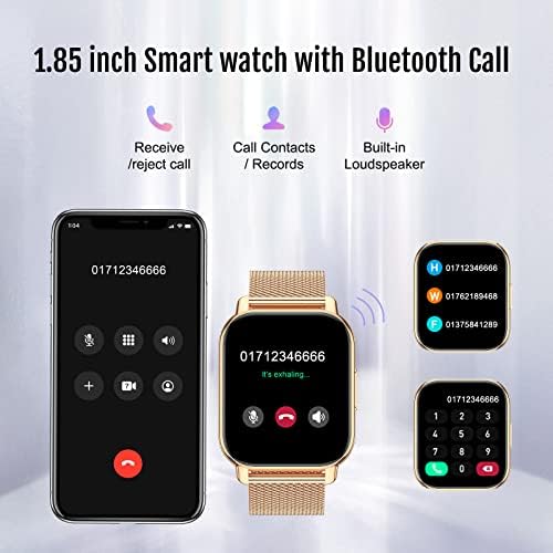 Nacid Smart Watch 1,85 'inča za muškarce, SmartWatch sa primanjem / kotačima za dobijanje / biranje krvi, monitor za otkucaje srca / spavanje, fitness tracker Pedometar 23 Sport i Android telefoni