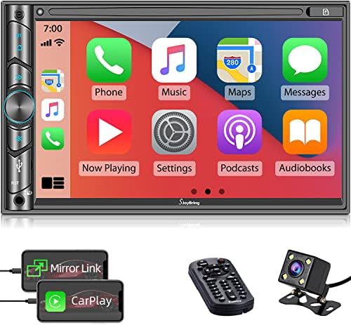 Dvostruki din Carplay multimedijski uređaj, 7 HD kapacitivni ekran osetljiv na dodir, automobil sa sigurnosnim kopijama, Bluetooth, 16-opseg EQ, upravljače, kontrola upravljača, ogledala, USB / SD priključnica, AM / FM radio prijemnik