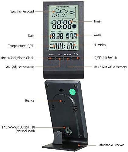 Termometar Mini Digitalni merač temperature i vlažnosti termometar unutrašnji higrometar monitor mjerač budilnik sa Max Min prikaz vrijednosti unutrašnji