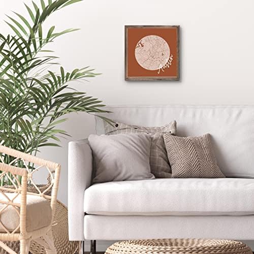 Moderna minimalistički texas austin krug, Joyride Domaći dekor, Joyride Početna Décor Frammed Wood Plaket, 11.25 X11.25 Umjetnik dizajniran kućni dekor, izražavaju svoj stil.