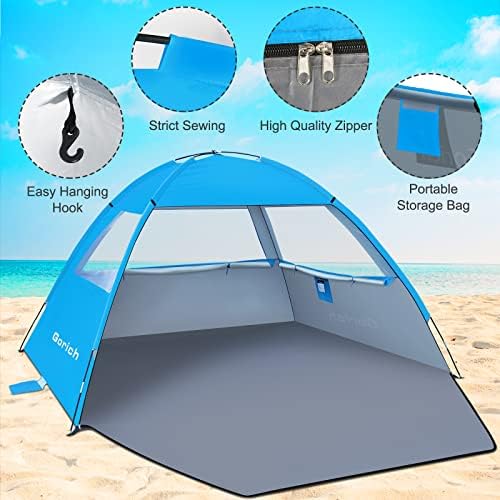 Šator na plaži Gorich, šator za hladovinu na plaži za 3/4-5/6-7/8-10 osoba sa UPF 50+ UV zaštitom, prijenosni Šator na plaži nadstrešnica za sunčanje, lagana & amp; lako postavljanje Cabana Šator na plaži