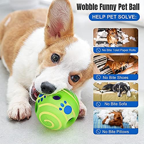 Tauchgoe Interaktivne igračke za pse Wobble Giggle Ball za pse za srednje velike pse, Wiggle Waggle Wag Funny Sounds Squaky aktivni kuglični pas za pse za IQ za čišćenje zuba, psi Omiljeni poklon