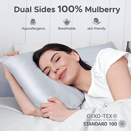 čista Mulberry svilena jastučnica za kosu i kožu - dvostruke strane otporne na alergene,600 navoja