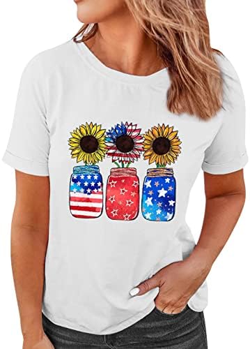 Neprozirne košulje za žene Žene ljetni dan nezavisnosti štampane majice kratki rukavi modni t