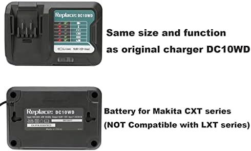 Zamjenski punjač za makita dc10wd dc10sb dc10wc, konzervisiv sa makita baterijom BL1020B BL1021B BL1041B BL1015 BL1016, kompatibilan za markita alati DF031D DF0331D TD110D JR103D 197406-2 197339-1