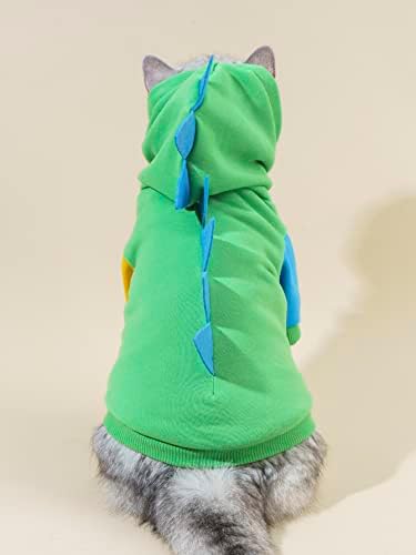 Qwinee dinosaur hoodie pas topla jakna božićni za Halloween za pse kostim za pse za štene mačene make srednje