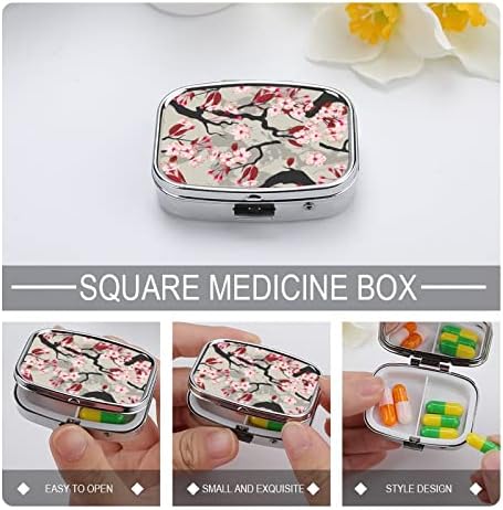 Kutija za pilule Cherry Flowers Peach Blossom kvadratnog oblika futrola za lijekove prenosiva kutija