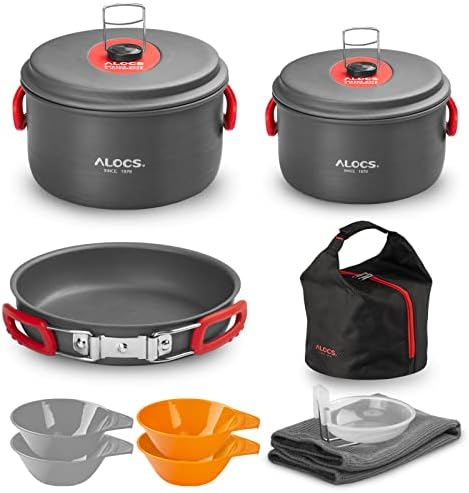 ALOCS Camping Cookware, lagan & amp; kompaktan set lonaca i tava za kampiranje, izdržljiv set za