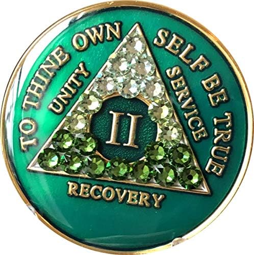 2 godina AA medaljon zelena tri-ploča prelaz Swarovski kristalni čip II