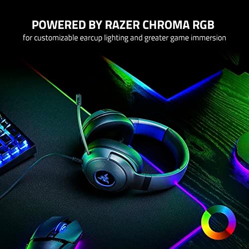 Razer Kraken V3 X žičane USB slušalice za igre: lagana Građa - Triforce 40mm drajveri - HyperClear Cardioid