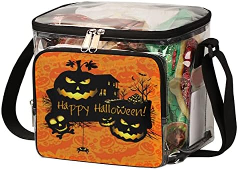 Happy Halloween Clear Bag Stadium Approved Tote sa ručkama transparentna torba preko ramena sa podesivim remenom Clear za vanjske,putovanja,piknike, koncerte, sportske događaje