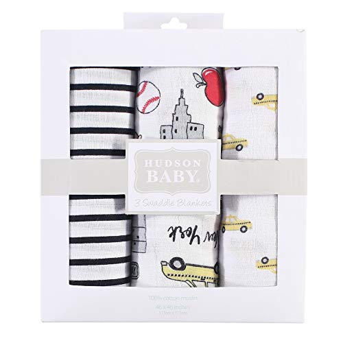 Hudson Baby Unisex Baby Pamučni Muslin Pokrivači Za Povijanje, Woodland 3-Pack, 3-Pack