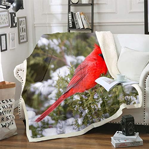 Erosebridal kardinal fleece Crvena ptica baca ćebe za dječje djevojke mlade, borov krevet pokrivač za životinje snijeg flanel pokrivač meka i prozračna kolica za kolica 50 x60