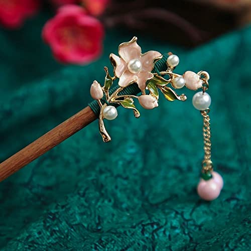 Ancient Style Ukosnica Hanfu Štapići Za Kosu Kineski Stil Pokrivala Za Glavu Rose Flower Ressel