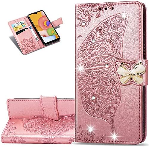 LEMAXELERS Samsung Galaxy Note 8 Case Bling Diamond Butterfly reljefni novčanik Flip PU Koža magnetne kartice
