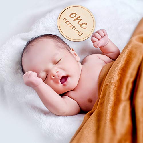 NUOBESTY 12kom drvena beba Mjesečna prekretnica kartice Unfinished Wood diskovi novorođene fotografije rekvizite za Novu godinu Baby Infant Style D