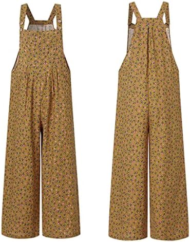 lcepcy ženski ljetni kombinezoni cvjetni print naramenice za dugmad Romperi meke široke nogavice duge pantalone kombinezoni sa džepovima