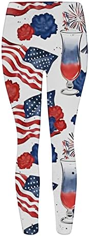 Tajice visokog struka za žene sa američkom zastavom štampane mekane neprozirne pantalone za kontrolu