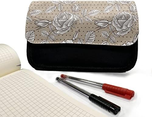 AMBESONNE botanička futrola za olovku, ruže s polka točkicama, olovka od tkanine s dvostrukim zatvaračem, 8,5