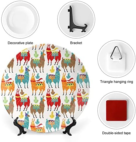 Alpaca i LLAMAS keramičke ukrasne ploče sa štandom Kineski viseći ukrasi za desertne ploče