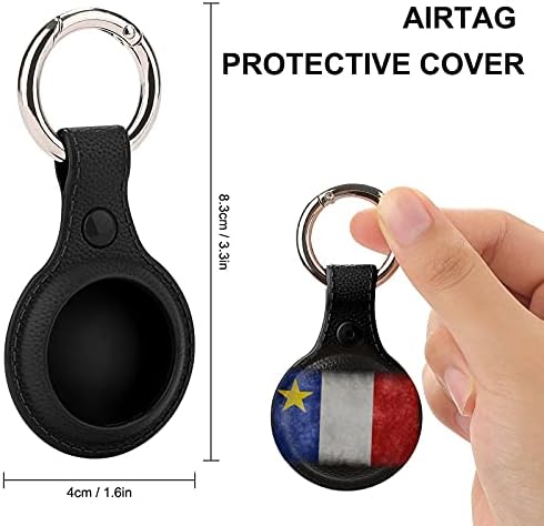 Acadie Acadian Flag Upgrade kožna torbica za AirTag Key Finder phone Finder zaštitni poklopac kože protiv ogrebotina sa privjeskom za ključeve kompatibilnim sa AirTags 2021