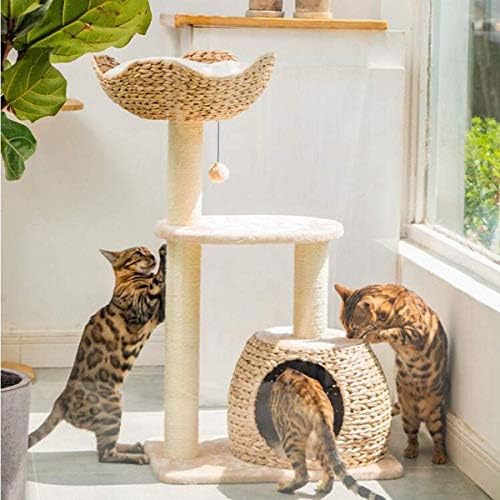 Wyjw -Cat penjački stablo 35-inčni stablo CAT stablo namještaj sa sisalnim ogrebotinama, ručno tkanička mačka korpa za kućne ljubimce sa igračkama