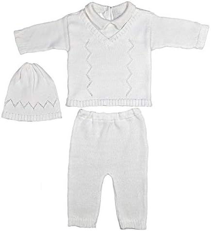 Dječija Trousseau Dječačka Bijela pamučna pletena odjeća od 3 komada